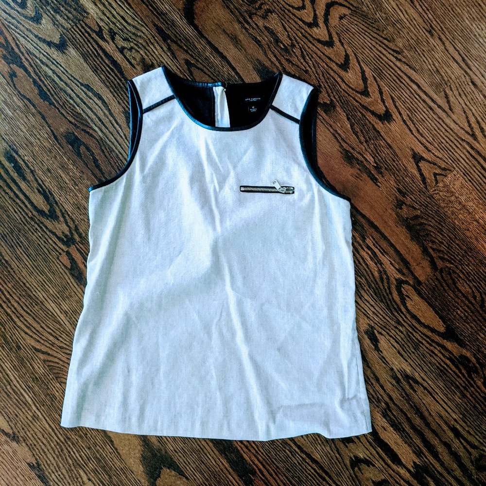 Ann Taylor Linen Blend Shell Sz 0